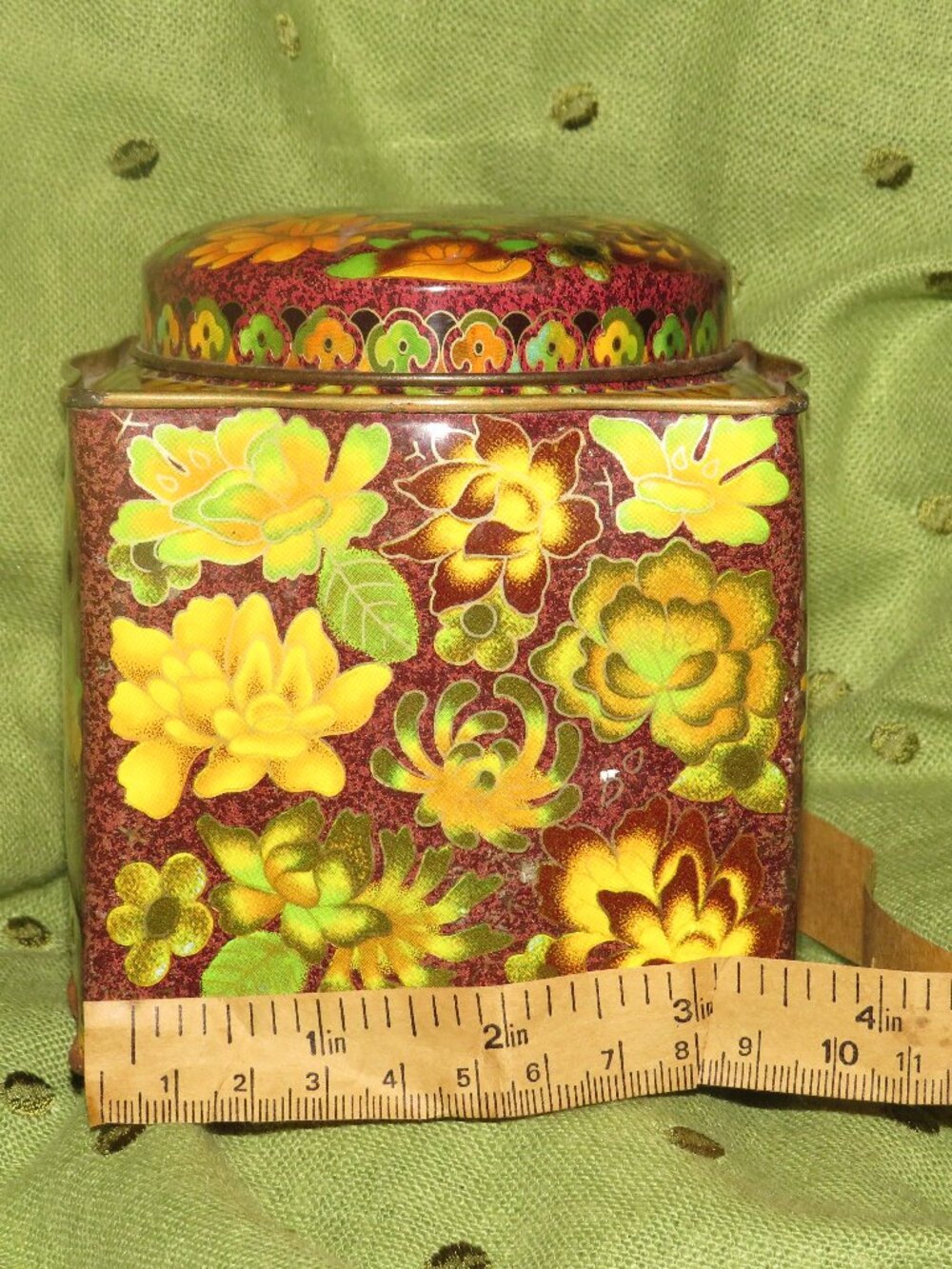 Vintage Blair Long Beach Floral Tin Box – Made in Japan – Retro Boho Decor, Tin